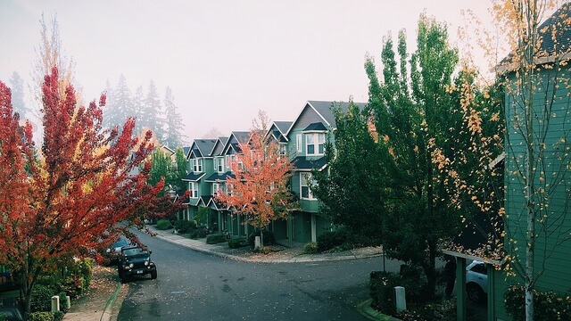 Quaint neighborhood in autumn